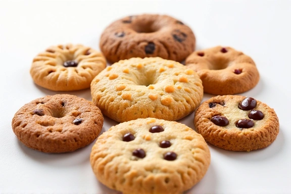 Illustration of various cookies in digital form