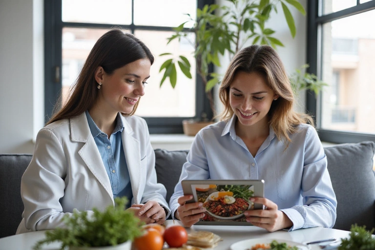 Nutritionist consulting a client